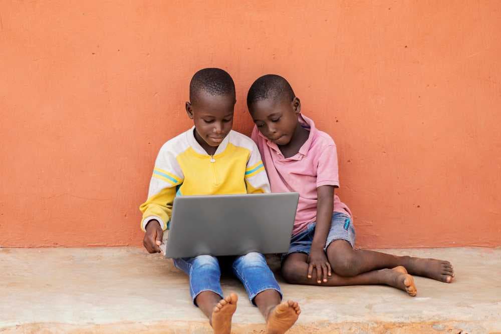 Children using a laptop